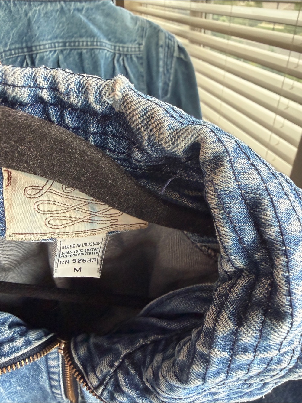 Vintage 80s Learsi Puffed Shoulder Denim Jacket M Boho Acid Wash Moto Bomber - Picture 10 of 11